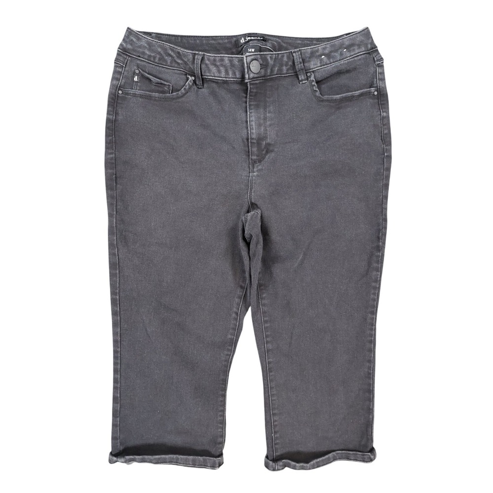 d.jeans Capri Pants Womens 14W Black‎ Cotton Blend Slim Fit Stretch Cropped